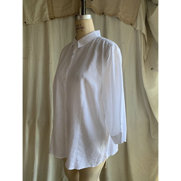 Chico’s Optic White Wrinkle Free Linen Button Up 3/4 Sleeve  Size 3 Large NWT - Picture 7 of 7